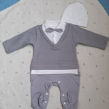 Little Thumpers Gentleman Onesie In Grey & White