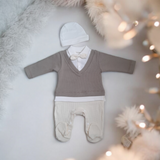 Little Thumper Gentleman Onesie In Brown/ Cream & Milk