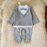 Little Thumpers Gentleman Onesie In Grey & White